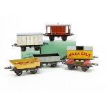 Hornby 0 Gauge No 50 Rolling Stock, including white Insul-meat van, Saxa salt wagon, Trinidad Lake