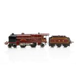 A Hornby 0 Gauge No E320 4-4-2 Locomotive and Tender, in enamelled LMS crimson with smoke