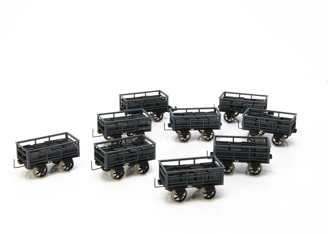 18 Kit/Scratchbuilt modified G Gauge Narrow Gauge Slate wagons, all with simple couplings with slate