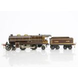 A Hornby 0 Gauge No 3C 'Nord' Locomotive and Tender, an early (circa 1926-7) example with twin brass