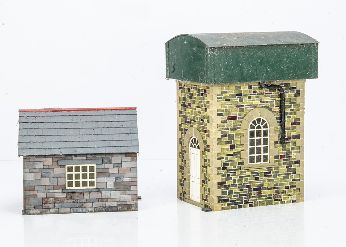 G Scale scratchbuilt/kitbuilt Station Buildings and brick base Water Tower, Mainline style and