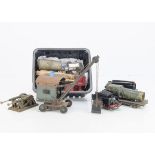 An Assortment of 0 Gauge spare parts and components, including Continental 6-wheel tender by ETS and