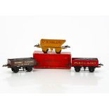 Hornby 0 Gauge 'own-branded' Wagons, No 1 Coal Wagons in 'Meccano' red with gold lettering and