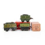 Hornby 0 Gauge Spare Tenders and box, an early Paris-made green 'coal rail' tender no 2710, F,