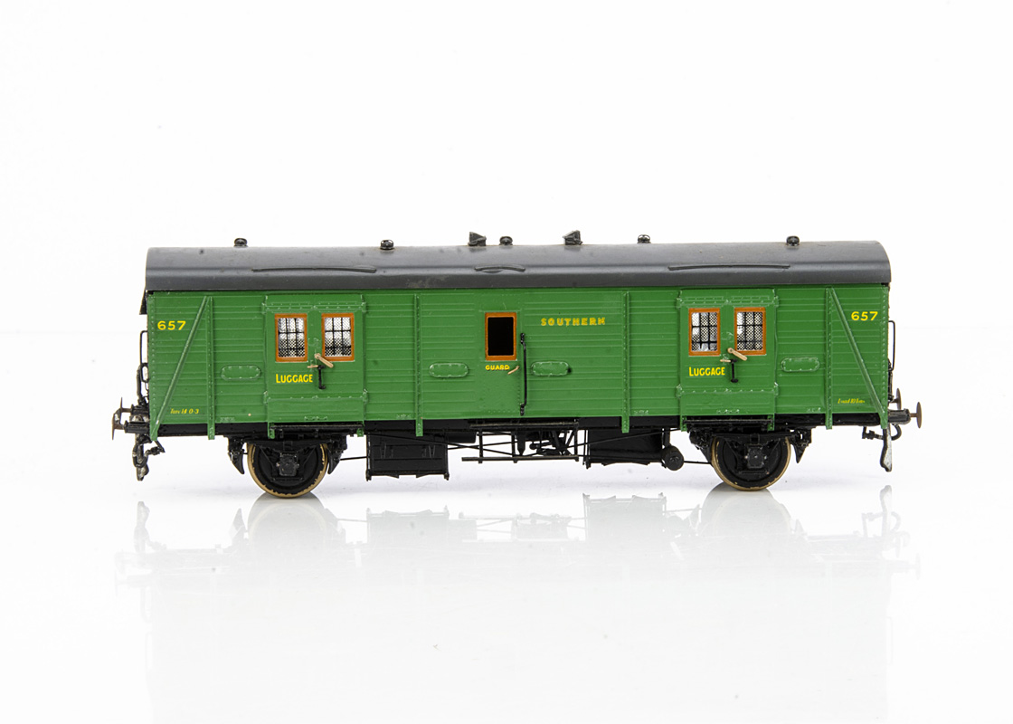 A Finescale 0 Gauge Kit-built SR Luggage Brake Van from a Slater's kit, neatly built and well-