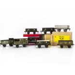 Bassett-Lowke and Leeds 0 Gauge Freight Stock, comprising 8 open wagons (4 GW dark grey, 1 SR black,