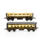 Hornby 0 Gauge No 2 Pullman Cars, one late No 2 coach with refinished cream roof and widely-spaced