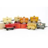 Pre- and Post-war Hornby 0 Gauge Tank Wagons, all on T3 bases, comprising cream 'Motor BP Spirit' (