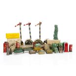 An assortment of Hornby 0 Gauge lineside and wagon-load Accessories, including 6 pieces luggage, a