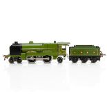 A Hornby 0 Gauge No E320 4-4-2 Locomotive and Tender, in enamelled LNER 'apple' green with smoke
