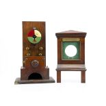 North Eastern Railway Signal Box Block Instrument, wooden cased inset with glass panel and