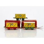 Hornby 0 Gauge 'Fyffes' Banana Vans, all with yellow bodies and T3 bases, one with red base and