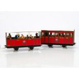 Four Scratchbuilt/Kitbuilt G Gauge Talyllyn Railway 4-wheel Coaches, in red and brown, No 1 All