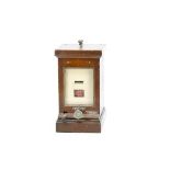 Signal Box Lamp Indicator, wooden cased inset with glass panel and interior indicator Lamp In/Lamp