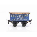 An uncommon Hornby 0 Gauge OAG-based 'Seccotine' Van, in blue with orange roof, hinged doors and