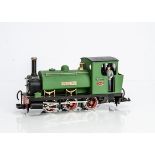 Kit/Scratchbuilt G Gauge Peckett 0-6-0 Saddle Tank Locomotive on a metal chassis, finished in