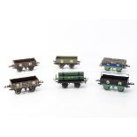 Hornby 0 Gauge Southern Railway Freight Stock, five different open wagons, comprising grey/white