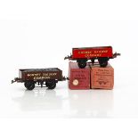 Hornby 0 Gauge 'own-branded' Wagons, No 1 Coal Wagons in 'Meccano' red and 'Hornby Railway
