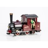 Scratchbuilt G Gauge Bagnall Narrow Gauge Railways 0-4-0 Saddle Tank on a LGB Chassis, finished in
