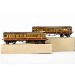 Two Hornby 0 Gauge Metropolitan Railway Coaches, both in lithographed 'Met' finish with large drop-