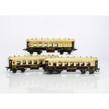 Hornby 0 Gauge No 2 Special Pullman Cars, three of the earlier cream-roofed versions, comprising