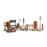 An assortment of mostly non-Hornby 0 Gauge lineside and platform accessories, Hornby items include 3