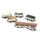 Eleven Scratchbuilt/kitbuilt G Scale Welshpool and LLanfair Goods Rolling Stock, comprising twin 4-