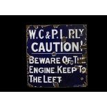 Rare Original West Clevedon & Portishead Light Railway Caution Sign Circa 1910, the W.C & P.L.Rly,
