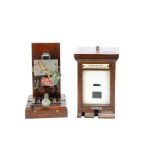 Signal Box Lamp Indicator, wooden cased inset with glass panel and interior indicator Lamp In/Lamp