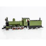 Kit/Scratchbuilt G Gauge Hudswell Clark 2-6-0 Locomotive and Tender on a LGB chassis, finished in