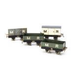 Early Hornby 0 Gauge Midland Railway Freight Stock, all with 'T1' type (solid) bases, thick axles