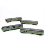 Southern Railway 0 Gauge Bakelite Coaches by LMC, three 3rd class coaches Nos 1508, 1808 and 2175,