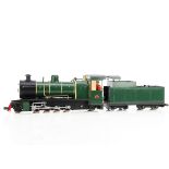 LGB G Gauge modified Bagnall 2-8-2 Locomotive and bogie tender on a LGB chassis, in green, F-G