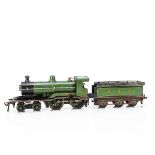 A Bing for Gamages 0 Gauge clockwork GNR 'Ivatt' 4-4-0 Locomotive and Tender, in lithographed GNR