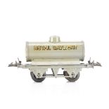 An original Hornby 0 Gauge grey 'Royal Daylight' tank wagon, on embossed trade-mark T3 base with