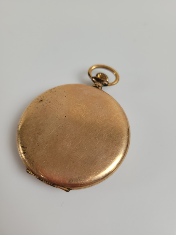 An Art Deco rolled gold open faced gentleman's fob watch, with Swiss movement, engine turned - Image 3 of 3