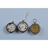 Three silver open face pocket watches, all AF. Total weight 332g.