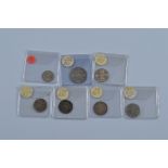 Seven late 18th century British silver coins, including 1758 six pences etc (7)