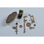 A quantity of silver and white metal jewellery, including cufflinks, rings, necklaces, pre 1947