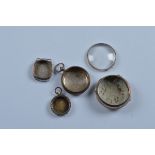 A silver pocket watch pair case, together with an empty pocket, fob and trench watch case (4)