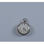 A Victorian silver open faced pocket watch, London, 1877, EH. 92g