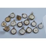 A quantity of assorted pocket watches, mostly nickel and steel cased examples, all AF. (15)