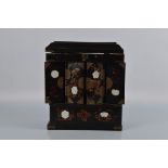 A Japanese shibayama inlaid table cabinet or desk tidy, AF. 35cm tall.
