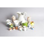 A collection of 19th and 20th century ceramics, including two small English fine pottery jugs,