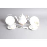 A Royal Albert porcelain Val D'Or part dinner and tea set, with a tureen, 4 soup bowls, 8 large