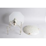 Two Art Deco period ceiling lights, including a moulded circular glass shade, 35cm diameter, the