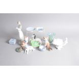 A mixed lot of ceramics and other items, including a Lladro figure of a lady holding a lamb, 27cm,