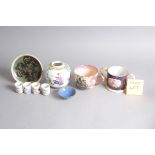 A collection of Victorian and later ceramics, including a Sunderland lustre large mug with Ship