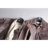 Two vintage brown leather gentlemens jackets