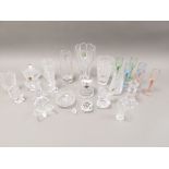 A group of glassware, together with an assortment of clear cut glass and cut glass style, some